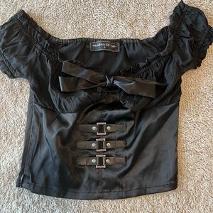 Maniere De Voir: Crop Top with Silver Buckles